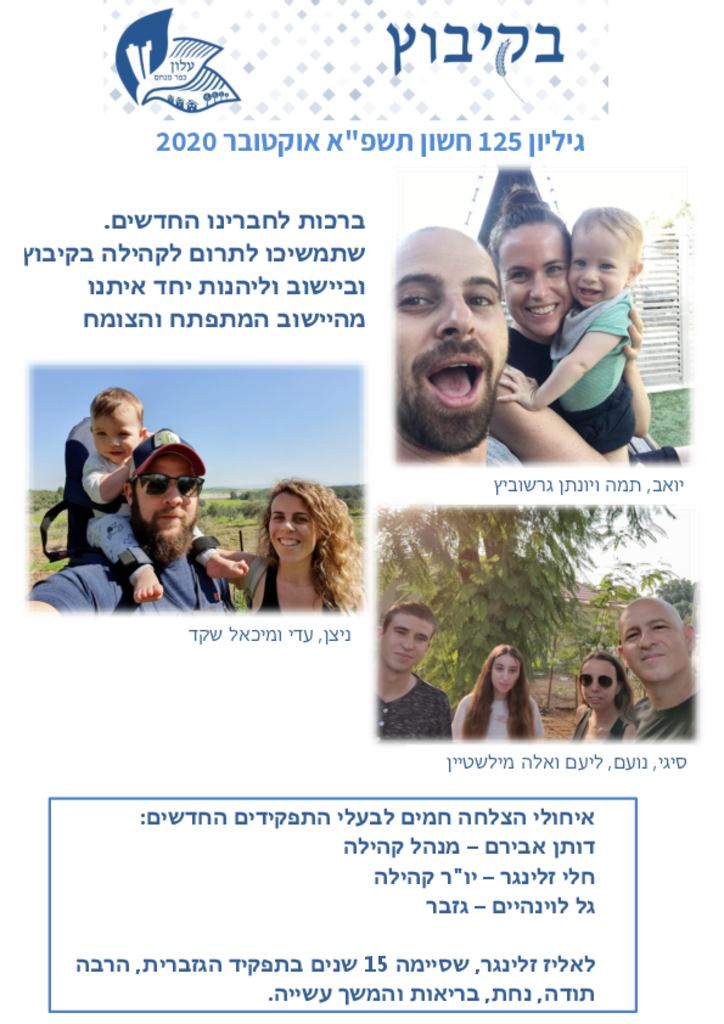 גיליון 125 אוקטובר 2020בקיבוץ